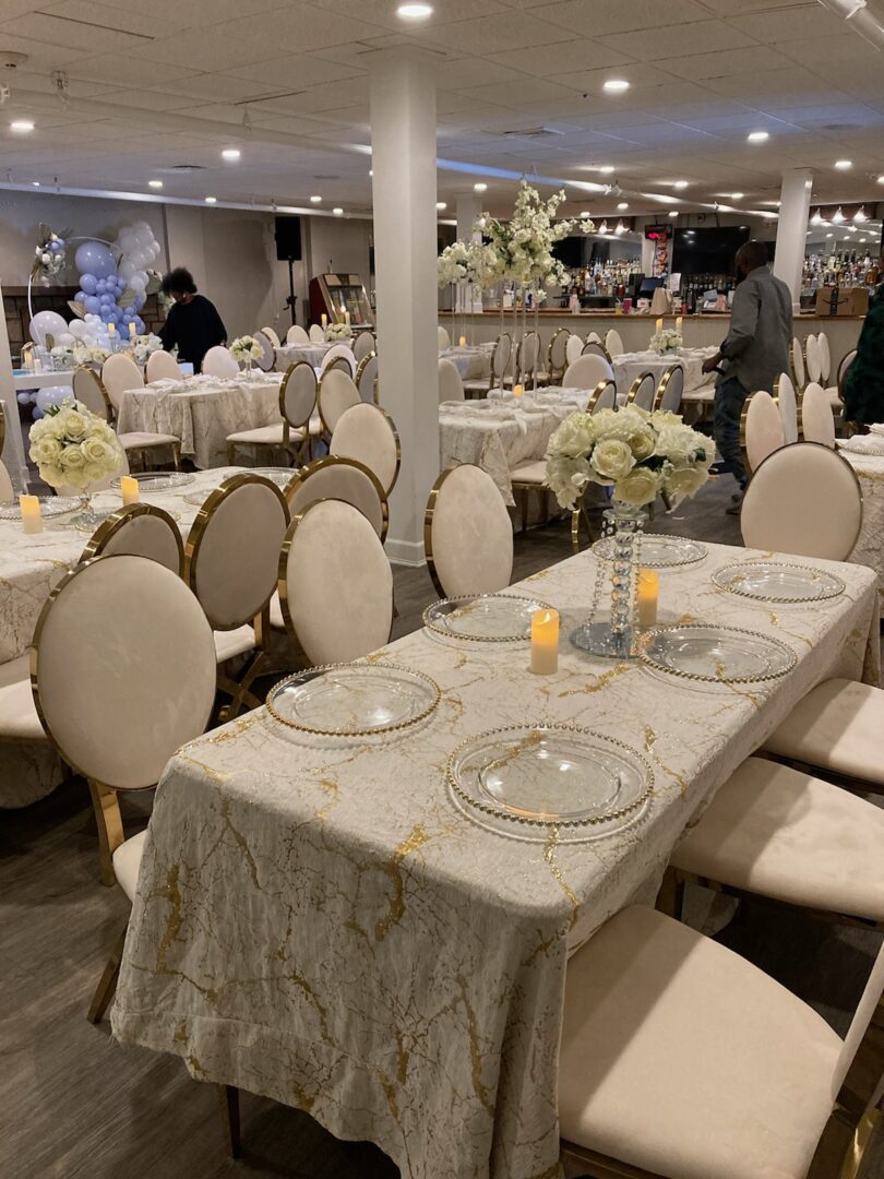 a white themed decorated dining table