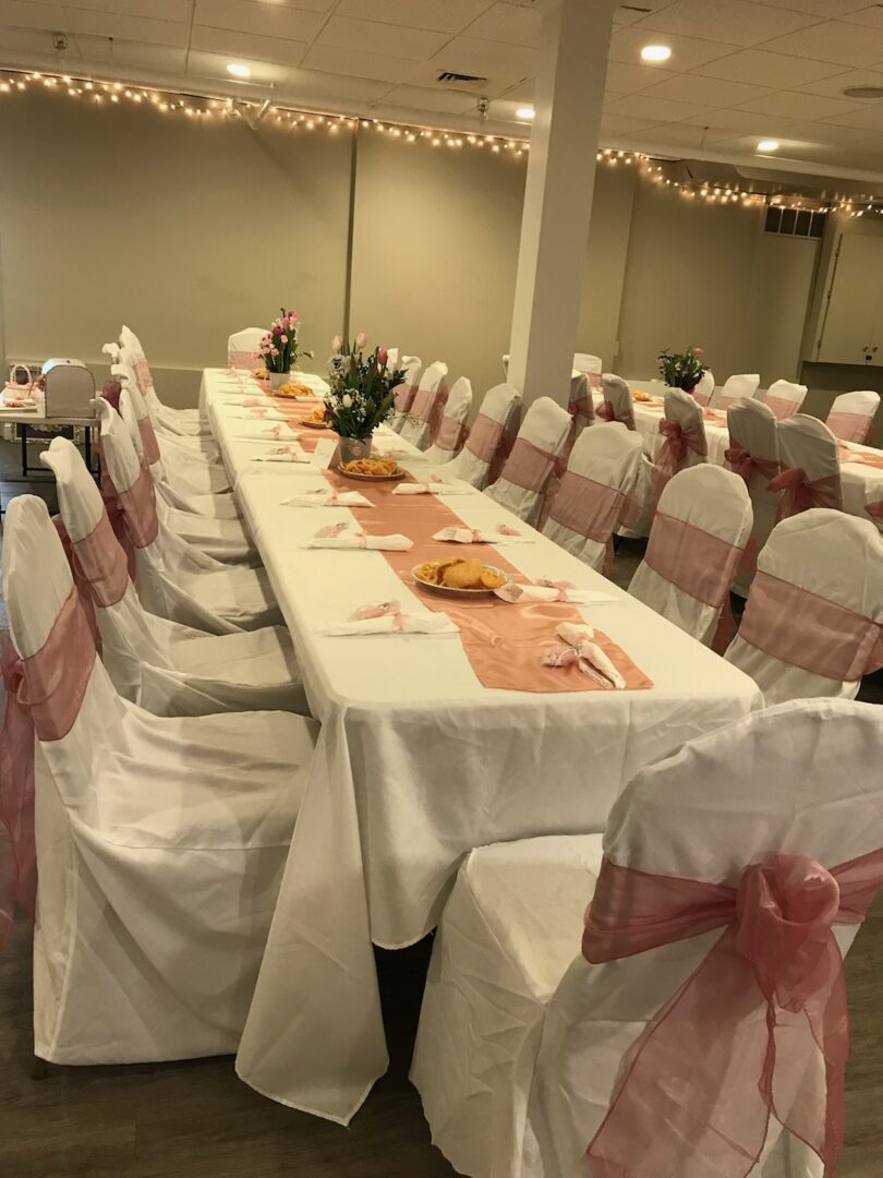a long decorated dining table